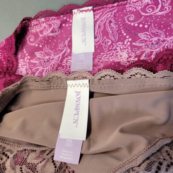 Joyspun Panties Womens XXL 20 2 Pack Micro and Lace Hipster Mauve Pink Briefs - Picture 3 of 10